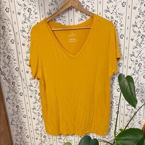 Mustard V-Neck Short Sleeve Tee